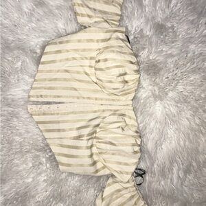 Forever 21 Cream and Tan Striped Crop Top
